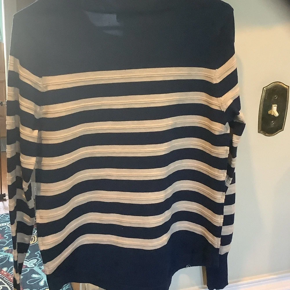 Liz Claiborne Blue and‎ Beige Buttoned Sweater